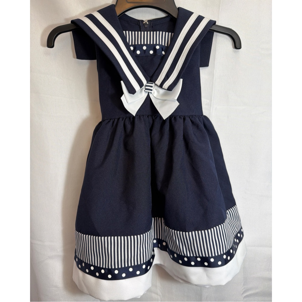 Girls Bonnie Jean Sailor Nautical Dress 3T Formal Photos Occasion EUC